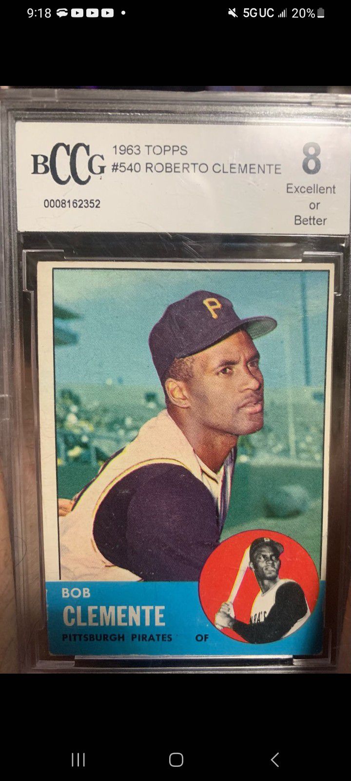 1963 topps roberto clemente baseball cards 540 bccg 8