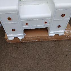 White Vanity with Glass Top