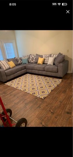 Gray Fabric L-Shaped Sectional Sofa