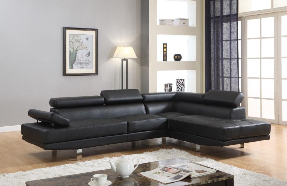 Black Contemporary Sectional Sofa (New In Box)