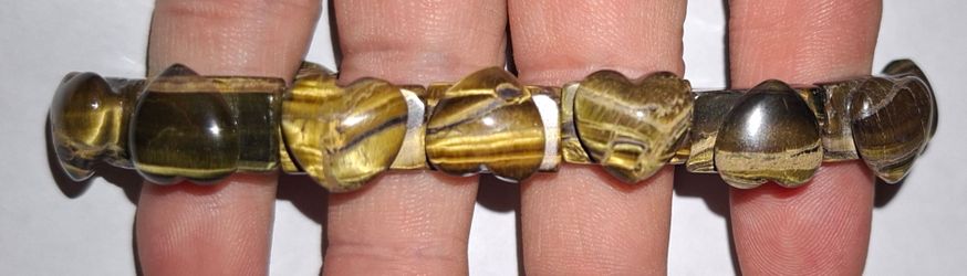 GENUINE TIGER'S EYE HEARTS BRACELET