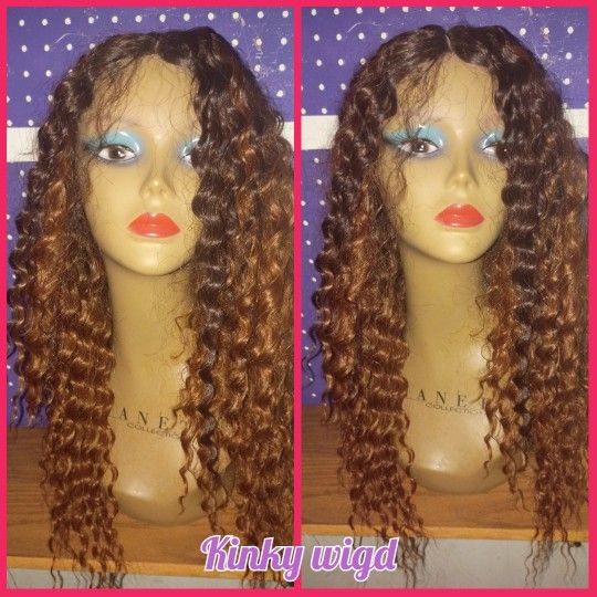 20" Bohemian Kinky Curly 2x6 Middle Hd Lace Human Blends Hair Wig