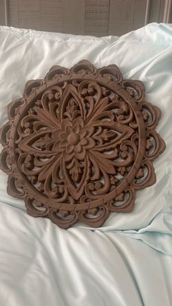 Round Carved Floral Mandala Wall Decor