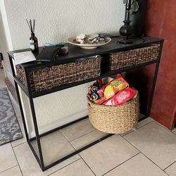 Black Matte Metal Console Table