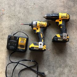 Dewalt impact, drill,two batteries,and a charger