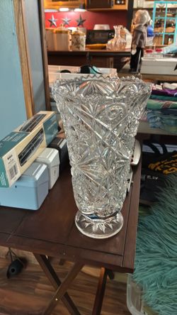 Beautiful Heavy Lead Cut Crystal Vase and Decanter