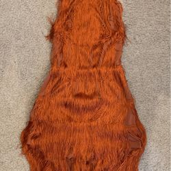 Orange Flirty Fringe Romper 