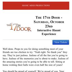 17th Door One Ticket For Tonight Sold Out!