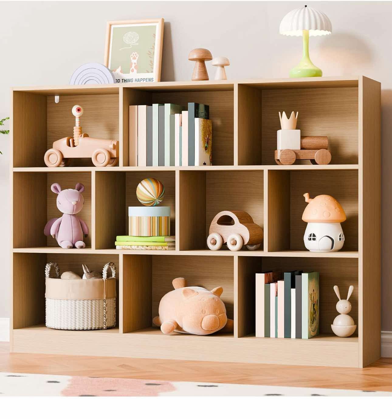 Toddlers, Cozy Castle Wood Bookshelf, 3-Tier Open Shelf Bookcase, T-13