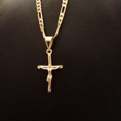 10k cross with figaro necklace. This is a absolutely beautiful piece and recently have stopped production 