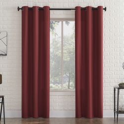 Sun Zero 2-Pack Arlo Textured Thermal Insulated Grommet Curtain Panel Pair, Red, 40"x 84"