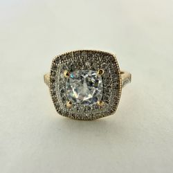 10K Gold & CZs Double Halo Ring