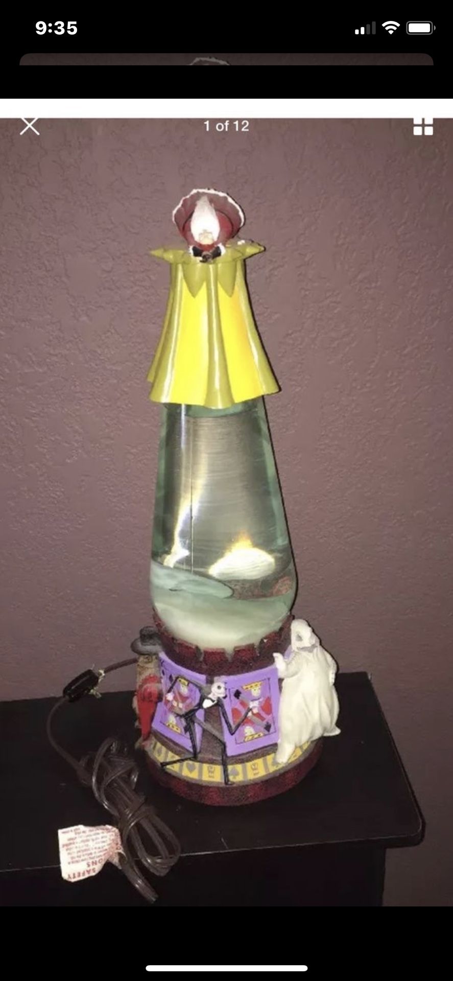 Rare 2001 Disney Nightmare Before Christmas Lava Lamp NECA Works great A FEW CHIPS. One above ghost. A few top points are chipped.