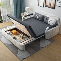 62" Queen 2-Seater Linen Sleeper Sofa with Trundle 