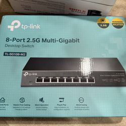 TP-Link TL-SG108-M2 8 Port Multi-Gigabit Unmanaged Network Switch, Ethernet Splitter 2.5G Bandwidth Plug & Play Desktop/Wall-Mount Fanless Metal Desig