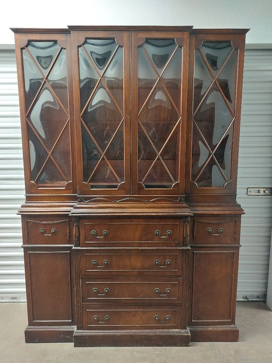 Solid Wood Buffet With Secretary Desk Built In