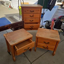 Dresser And Side Bed Night Drawers Wood 