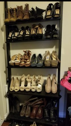Leaning Wall Ladder Bookcase Shoe Book Storage