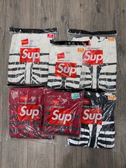 Supreme Hanes Bones Thermal & Union Suit Onesie Black Red White