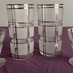 Set Of 4 Vintage Cocktail Glasses Art Deco