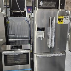 Set Bosch Combo Refrigerator, Stove, Dishwasher And Microwave