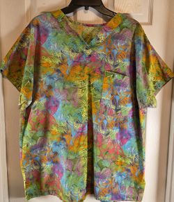 VTG Women's Scrubs of Key West Tropical SS Scrub Shirt w/ Pocket