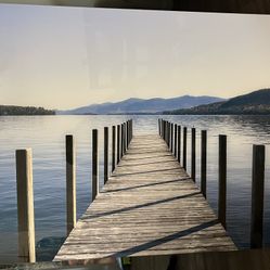Glass Wall Art - Lake Pier Scene - Modern Decor