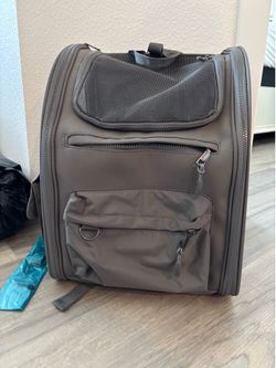 Gray pet carrier backpack