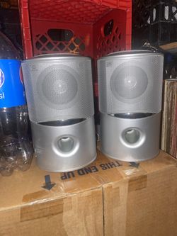 Twin Silver Speakers Set Round Music Summer Part