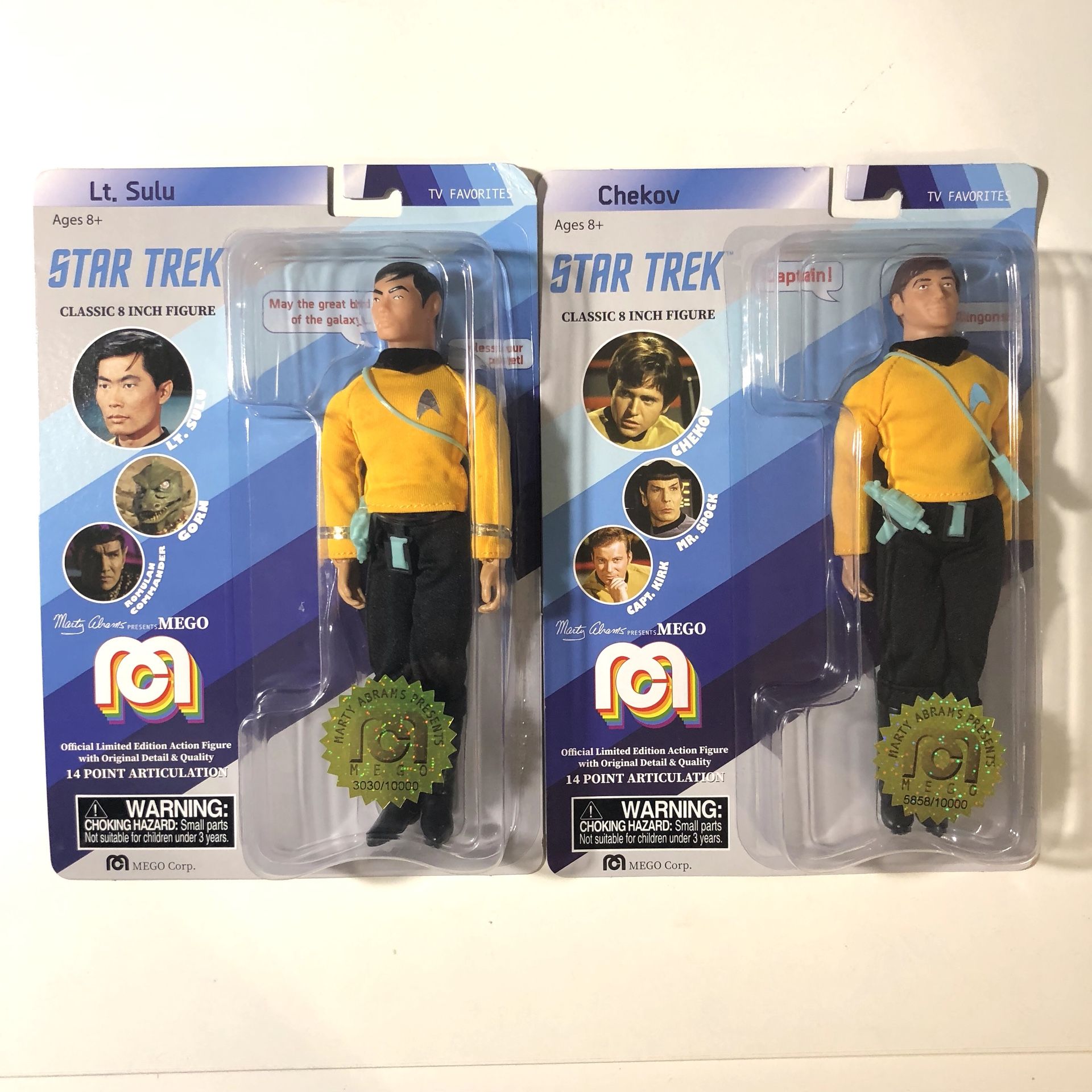 Star Trek Mego Spock Sulu numbered 8” figures action Doll collectible