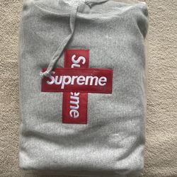 Supreme Cross Box Logo Size Large Grey
