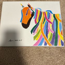 Acrylic Painting of Abstract Horse, Handmade
