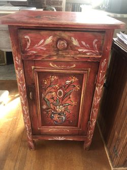 Gorgeous Antique Custom Painted Pine Nightstand