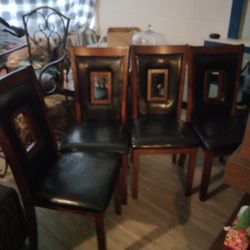 Oakwood Brown Leather Kitchen Table Chairs