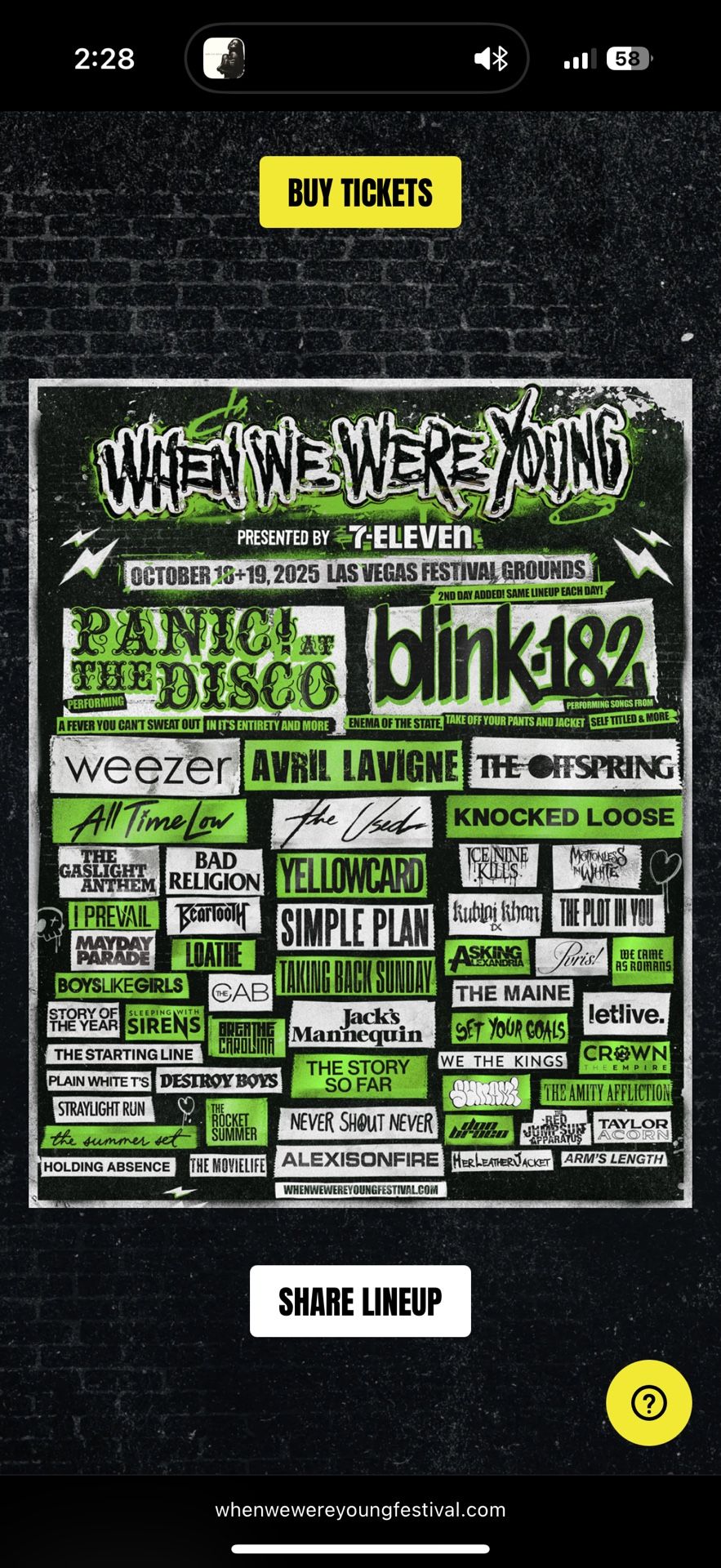 When we were young Saturday october 18 on day pass