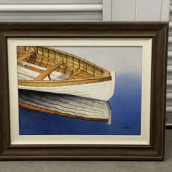 Set of 2 Boat Art Canvas Wall Art, Home Decor Framed