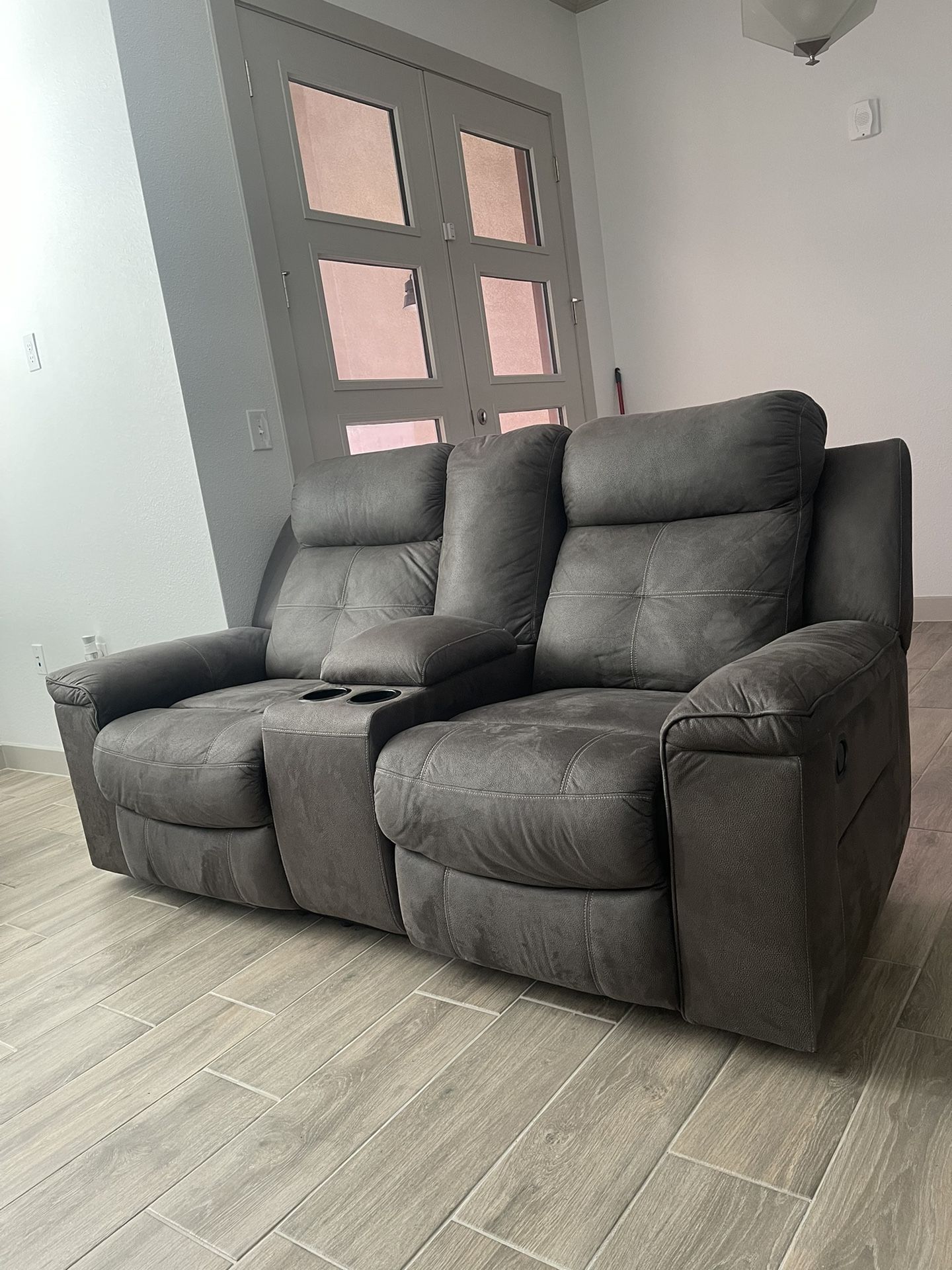 Ashleys Furniture 2 Separate Recliners Fabric/faux Leather Brown for