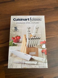 Cuisinart Stainless Steel set of knifes w/ white handles