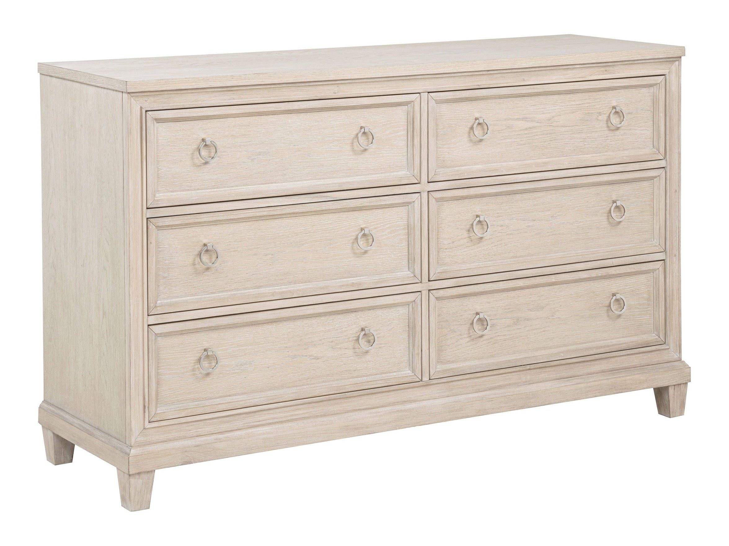 Pembroke Washed Oak 6-drawer Bedroom Dresser Cabinet