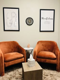 Pair Of Vintage Burnt Orange Armchairs