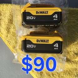 New Dewalt 4.0ah Battery set 20-Volt ($90 for both batteries)