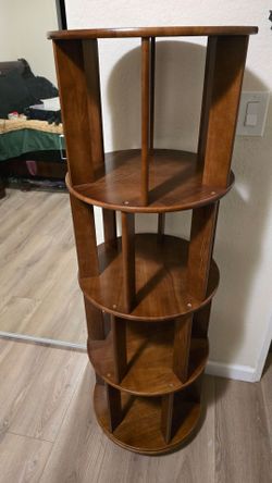 Wooden Rotating Bookshelf