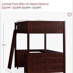 Pottery Barn Beadboard Full Loft Bed Really Good Condition IKEA Full Bed Desk