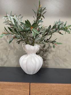 White Textured Ceramic Vase