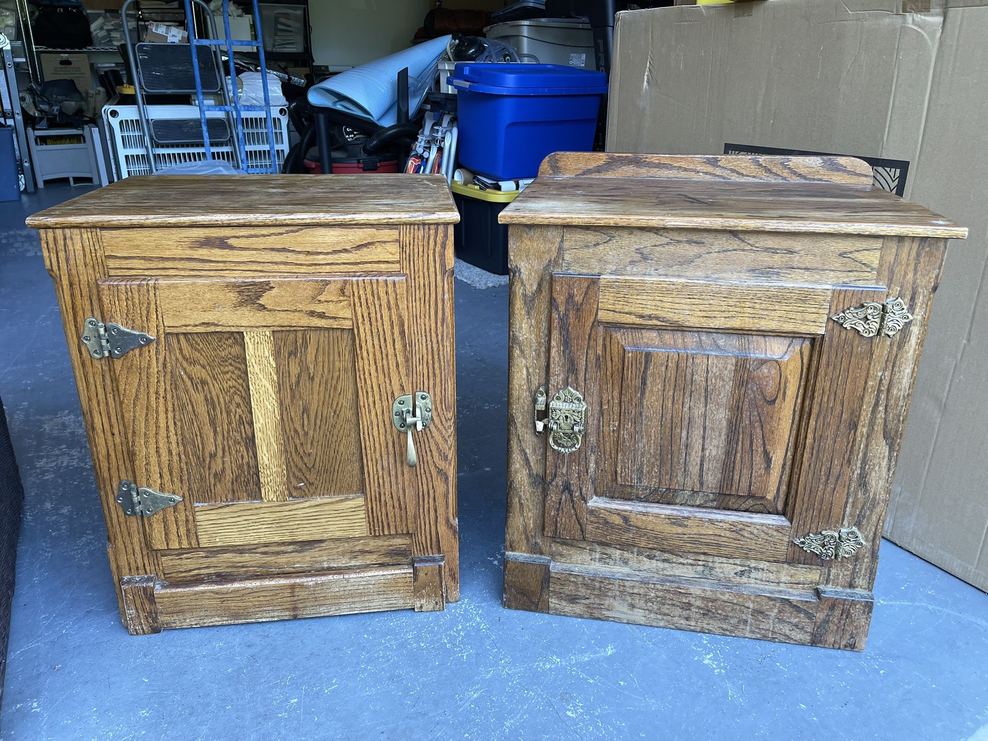 Free!! Two Solid Oak & Brass end Tables