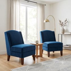 Blue Velvet Accent Chair Set
