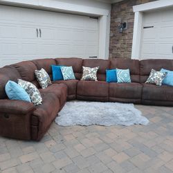 Brown Reclining Sectional Sofa 