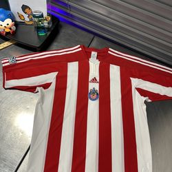 VTG Chivas Guadalajara Soccer Jersey 2005 Adidas Stripes MLS Size Mens Large