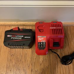 Milwaukee M18 18V Lithium-Ion REDLITHIUM FORGE HD 12.0 Ah Battery & Rapid Charger -NEW-