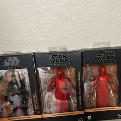 Star wars black series Moff Gideon and 2 imperial Praetorian guard plus wired cape